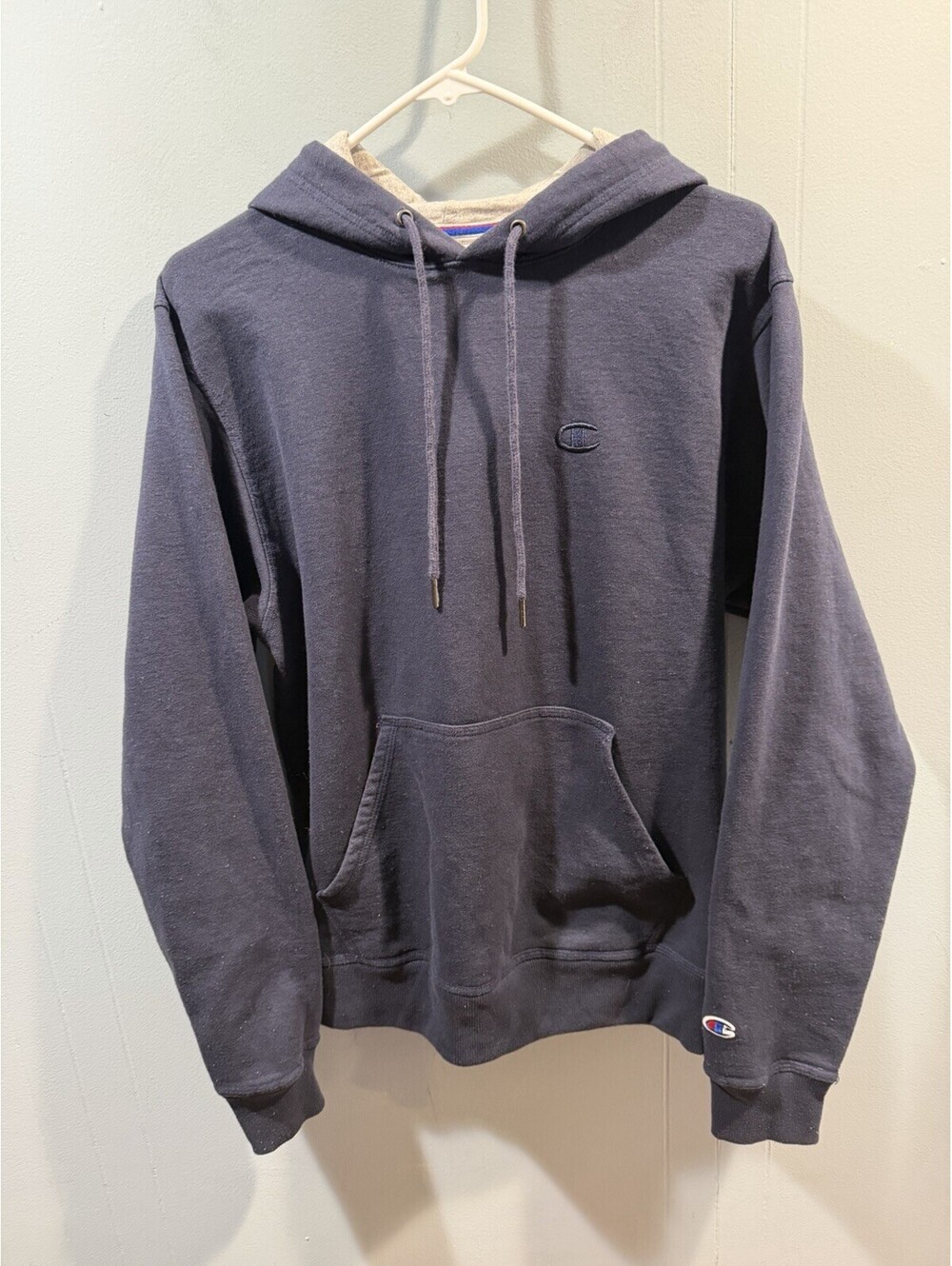 Mens Champion Navy Blue Hoodie Sweatshirt Size Small Long Sleeve Style Fit